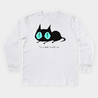 Black scruffy cat Kids Long Sleeve T-Shirt